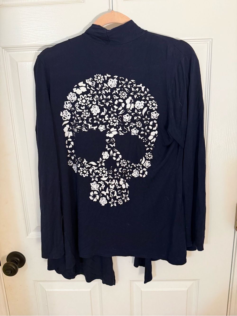 Women's Navy Open-Front Knit Cardigan